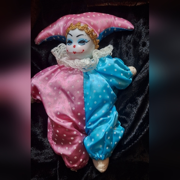 Vintage porcelain and cloth clown - Picture 3 of 4